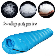 Load image into Gallery viewer, Winter Down Sleeping Bag Adult Mummy White Goose Down Warm Sleeping Bag Three Seasons Suitable For Camping Trips
