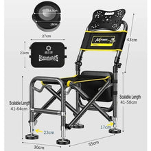 Load image into Gallery viewer, Outdoor Fishing Chair Fishing Tackle Seating Fishing Stool Multi-functional Durable Adjustable Comfortable Aluminum Alloy Chair
