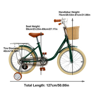 18 inches Kid's Bike Child Bicycle for Ages 7-8-9 Years Boys and Girls with Basket, Kickstand