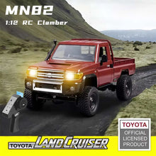 Load image into Gallery viewer, MN82 1:12 Retro RC Car with Lights 4 WD Remote Control Pickup Truck Model 2.4G Climbing Car Toy for Children Outdoor Play Gifts
