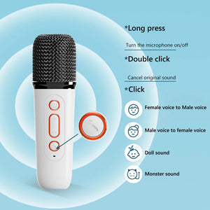 New Microphone Karaoke Machine Portable Bluetooth 5.3 Speaker System with 1-2 Wireless Microphones Music Player for Home Karaoke