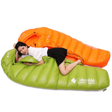 Load image into Gallery viewer, Winter Outdoor Mummy Duck Down Ultralight Camping Sleeping Bags 4 Seaon Hiking Waterproof Nylon Snowbird Travel Sleeping Bags
