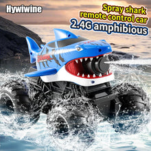 Load image into Gallery viewer, Waterproof RC Car Shark Amphibious Vehicle with 10m Range Water Gun Auto Water Absorption 150mL 2.4GHz Tank Toys for Boys Girls
