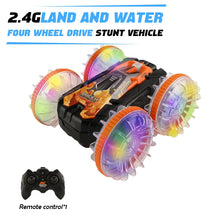 Load image into Gallery viewer, New LED Amphibious RC car Dual remote control waterproof stunt car double side flip drift drive 360 ° rotation rc cars Kids toy
