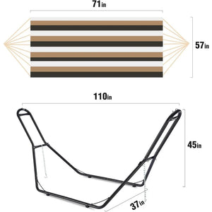 Hammock Stand and Hammock, 2 Person Steel Hammock Frame and Hammock, 550LBS Capacity, Backyard Camping Use