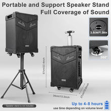 Load image into Gallery viewer, 3-way Portable PA System with Wireless Microphone, 10-inch Subwoofer Bluetooth Karaoke Machine, Rechargeable Speaker Support
