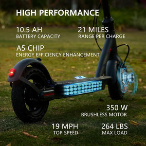 350W Electric Scooter for Adults 36V 10.5AH Max Speed 19MPH 8.5 Inch Tires Shock Absorption City Commuter Folding E-Scooter