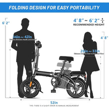 Load image into Gallery viewer, Folding Ebike,Electric Bicycle with Removable Battery, 20MPH Commuting Electric Bike, High Brushless Gear Motor
