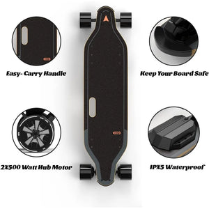 Easy Carry Handle Design Electric Skateboard Trucks V5 Electric Skateboard With Remote Smooth Braking Top Speed of 29 Mph Deck