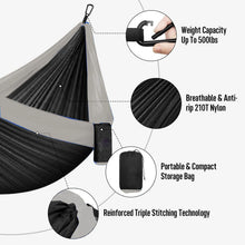 Load image into Gallery viewer, Ultra-Large Double Hammock Camping Survival Garden Hunting Leisure Hamac Travel Double Person with tree friendly straps
