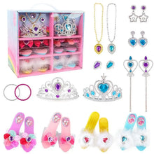 Load image into Gallery viewer, Girls Dress Up Shoes Toys Crown Necklace Ring Makeup Toy
