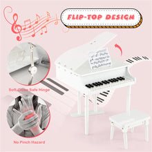 Load image into Gallery viewer, White Kids Piano 30-Key Keyboard Toy with Bench Piano Lid and Music Rack
