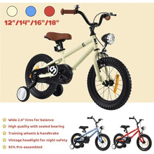 Load image into Gallery viewer, Kids Bike for Toddlers and Kids 3-12 Years Old with Headlight &amp; Training Wheels 18inch Kids Bicycle for Boys Girls
