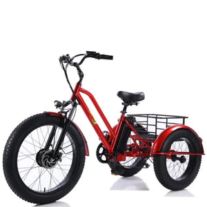 New Electric Tricycle Adult 500W48V20AH Removable Battery 26" Fat Tire Cargo Ebike Large Storage Basket Max Load 150KG Elderly