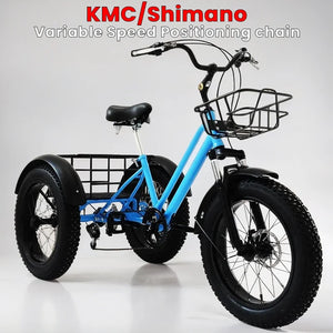 20inch High carbon steel Width tire Mountain Bike Mountain Bike Adult 7speed Off-road Tricycle Farm Tricycle With Fruit Basket