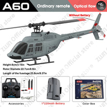 Load image into Gallery viewer, A60 RC Helicopter 2.4G 6-Aixs Gyroscope 4CH Altitude Hold Optical Flow Remote Control Helicopter Toys For Kid Adult
