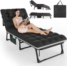 Load image into Gallery viewer, 3 in 1 Folding Camping Cot Bed, 5 Positions Adjustable Patio Chaise Lounge Chair, Portable Sleeping Cots for Adults with
