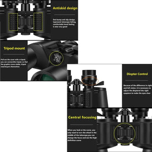 10-380X100 Zoom Binoculars High Power HD Binoculars BAK4 Prism for Bird Watching, Hunting, Hiking, Travelling
