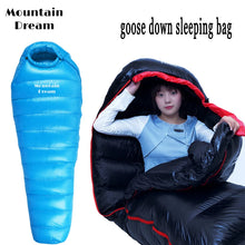 Load image into Gallery viewer, Winter Down Sleeping Bag Adult Mummy White Goose Down Warm Sleeping Bag Three Seasons Suitable For Camping Trips
