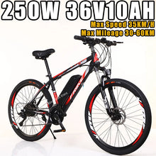 Load image into Gallery viewer, Frike Ebike 250W 48V 10AH Removable Battery 26-Inch Mountain Electric Bicycles Adult City Electric Bike Disc Brake Bike 21 Gears
