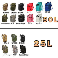 Load image into Gallery viewer, 25L/50L 1000D Nylon Waterproof Trekking Fishing Hunting Bag Backpack Outdoor Rucksacks Tactical Sports Camping Hiking
