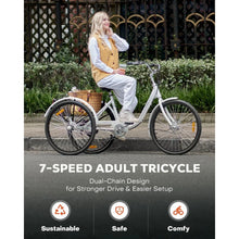 Load image into Gallery viewer, Tricycle, 7 Speed with Dual Chain, for Women Men Seniors,Three Wheel Bike with Basket,330lb. Adult Trike 24 26 inch 3 Wheel Bike
