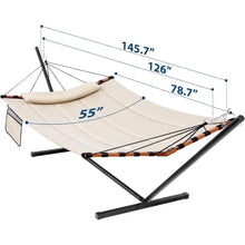 Load image into Gallery viewer, Hammock with Stand Included 55 X 79IN Large Hammock with Hardwood Spreader Bar &amp; Nylon Rope for Outside-Camping Hammock
