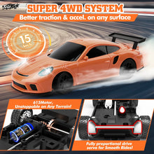 Load image into Gallery viewer, 1/43 Scale 4WD Edition Mini RC Drift Car, RTR with Full Proportional Steering &amp; Throttle, 2.4GHz Remote Control
