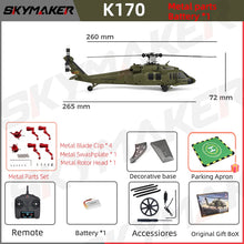 Load image into Gallery viewer, WLtoys RC Helicopters Brushless Motor k170 UH-60L 2.4Ghz 4CH 6-Aixs Gyroscope Single Blade Propellor Gyro Rc Toys for Children
