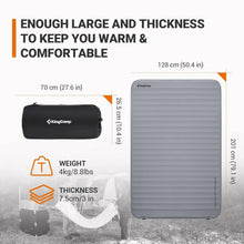 Load image into Gallery viewer, KingCamp Double Self Inflating Sleeping Pad with R Value 9.5 Camping Foam Air Mattress, Portable 3 Inch Large Thick for 2 Person
