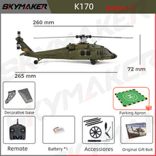 Load image into Gallery viewer, WLtoys RC Helicopters Brushless Motor k170 UH-60L 2.4Ghz 4CH 6-Aixs Gyroscope Single Blade Propellor Gyro Rc Toys for Children

