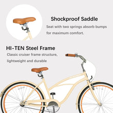 Load image into Gallery viewer, ACEGER 24 26 Inch Women Beach Cruiser Bike, Single Speed and 7 Speed, Adult Hybrid Bike Commuter Bicycle, Hi-Ten Steel Frame wit
