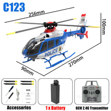 Load image into Gallery viewer, C123 1/36 RC Helicopter Brushless 6CH 6-axis Gyroscope One-key Take-off/landing/reverse Fly Mode 3D Flight 11.1V Modular Battery
