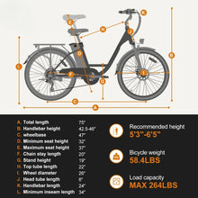 Load image into Gallery viewer, Electric Bike 350W Cruiser Bicycle Up to 40 Miles Removable Battery, 7-Speed and Dual Shock Absorber, 26&quot; Electric Commuter
