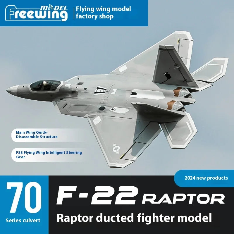 Cf Wing Raptor Freewing Flying Wing Model 70mm F-22 Raptor American