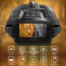 Load image into Gallery viewer, Night Vision Binoculars 4K Infrared 5000mAH Rechargeable 8X Digital Zoom 600 Meters Darkness Goggles for Hunting &amp; Surveillance
