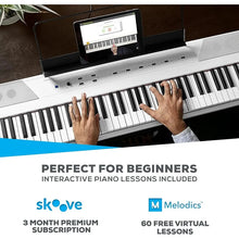 Load image into Gallery viewer, Alesis Recital – 88-key digital piano keyboard with semi-weighted keys, 2x20W speakers, FX and piano lessons
