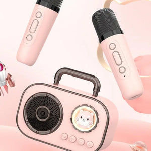 Kids Karaoke Machine Wireless Portable Speaker With Microphone Long Battery Life Rechargeable Audio Supplies With Dual Mic