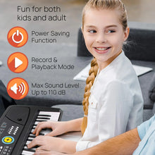 Load image into Gallery viewer, PYLE Digital Piano Kids Keyboard - Portable 61 Key Piano Keyboard, Learning Keyboard for Beginners w/ Drum Pad, Recording, Micro
