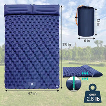 Load image into Gallery viewer, Double Camping Sleeping Pad Thick Ultralight Inflatable Sleeping Mat with Pillow Portable Nylon Mattress for Hiking Traveling
