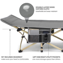 Load image into Gallery viewer, Camping Cots for Adults Cot 2 Side Pockets Cots for Sleeping 450LBS(Max Load) Portable Folding Cots Extra Wider Cot
