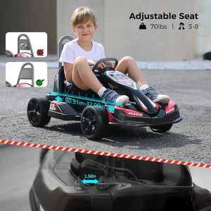 OUZEY Electric Go Kart for Kids, 12V2WD Battery Powered Ride On Cars