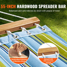 Load image into Gallery viewer, VEVOR 12 FT Double Quilted Fabric Hammock with Hardwood Spreader Bars Detachable Pillow and Chains for Camping Patio Yard Beach
