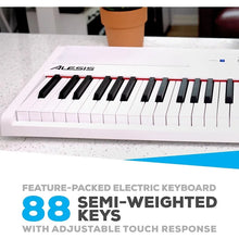 Load image into Gallery viewer, Alesis Recital – 88-key digital piano keyboard with semi-weighted keys, 2x20W speakers, FX and piano lessons
