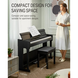 Digital Piano, 88 Key Weighted Piano Keyboard for Beginner/Professional W/Three Pedals, Supports U-disk Music Playing