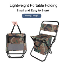 Load image into Gallery viewer, 1pc Outdoor Fishing Chair with Storage Bag Outdoor Folding Portable Beach Chair Camouflage Back Chair Lightweight Waterproof
