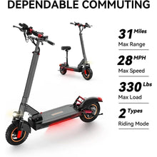Load image into Gallery viewer, Electric Scooter for Adults, Electric Scooter with Seat, 10" Pneumatic Tires, 28 Mph Max Speed &amp; 31 Miles Max Range

