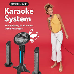 Singing Machine Portable WiFi Karaoke Machine for Adults, Black - Karaoke Pedestal with 7” Touchscreen Display