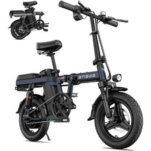 Load image into Gallery viewer, T14 Folding Electric Bikes for Adults Teens 350W 19.2MPH 14&#39;&#39; Fat Tire Mini Ebike Urban City Commuter Bicycles
