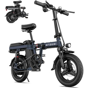 T14 Folding Electric Bikes for Adults Teens 350W 19.2MPH 14'' Fat Tire Mini Ebike Urban City Commuter Bicycles